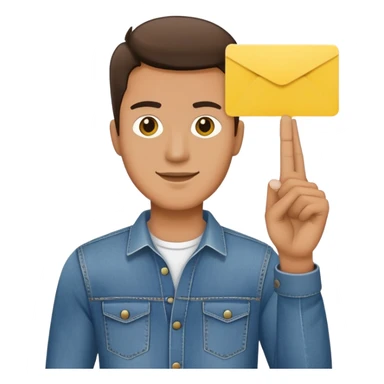 man in jeans holding a yellow card in one hand sticker