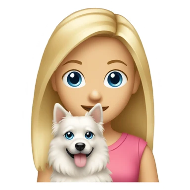 Blonde girl blue eyes holding spitz  sticker