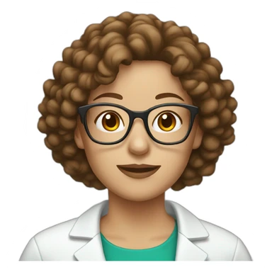 pharmacist white woman brown curly hair glasses sticker