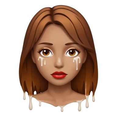 Brown Hair, Woman, white paint drip, face, hot, Sexy, lips sticker