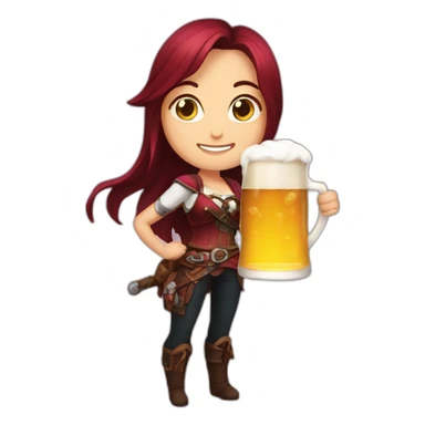 katarina holding a beer sticker