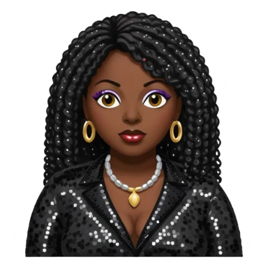 Angie Stone with black sequin outfit sticker