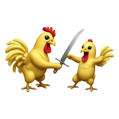 Chickens sword fighting using bananas sticker