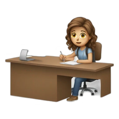 Brown hair Student white struggling with pc sticker