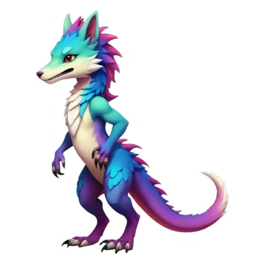 Exotic colorful badass elegant wild beautiful natural cute badass epic anthro modern furry sergal-vernid-creature, full body, colors-gradient pretty hair, aesthetic, art by LiLaiRa, art by art by Falvie sticker