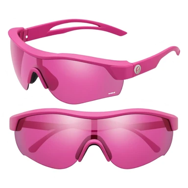 sporty pink shield visor sunglasses with robust thick frame, athletic design, substantial build, one-piece lens sticker