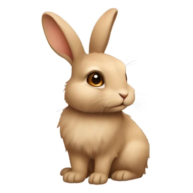 Cute fluffy fully light brown rabbit with dark brown eyes and normal upright ears sticker