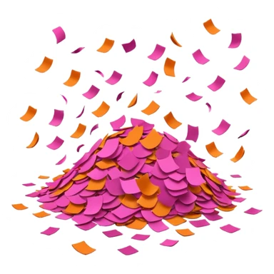 orange and pink confetti, falling, playful sticker