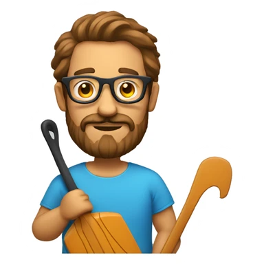 Man with glasses and barbe of 2 days doing paddle with a teckel sticker