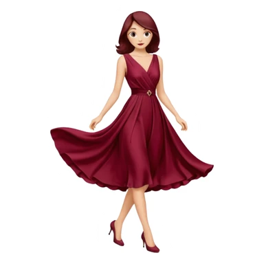 create a burgundury dress just the dress. make it knee lenght sticker