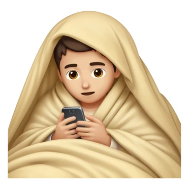 Emoji of some one seeing his phone under the blankets sticker