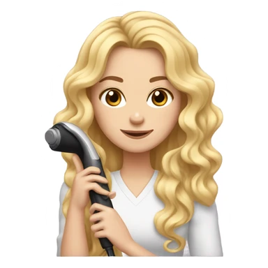 White girl curling her hair sticker