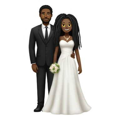 black couple with black dreadlocks, plus size man only full body wedding sticker