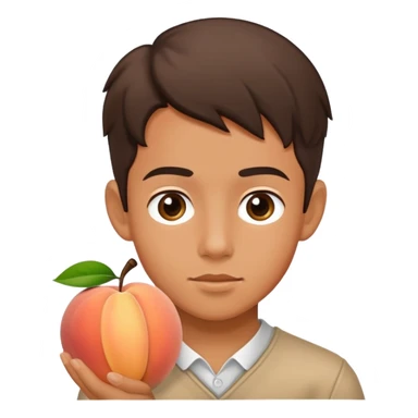 Boy with peach in Moritz’e sticker
