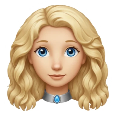 Long, straight, blonde hair, blue eyed woman.   Wavy, blonde goldendoodle sticker