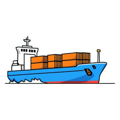 Cargo container ship in ocean sticker