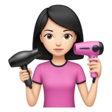 peluquera con camiseta rosa y secador en la mano sticker