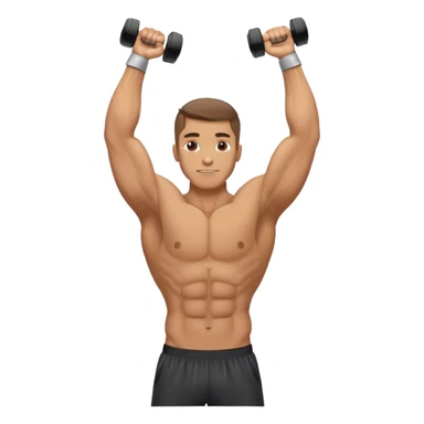 man holding dumbbells raises arms to front to salute sticker