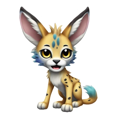 Cute Kawaii Cool Edgy Epic Ethereal Sparkly Colorful Sergal-Serval-Caracal-Vernid full body sticker