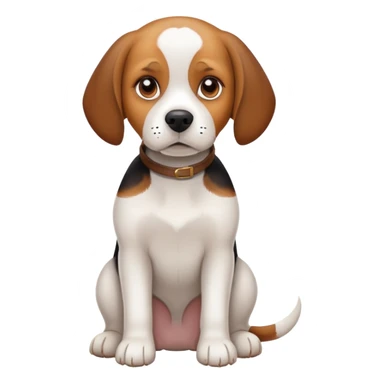White adult beagle sitting sticker