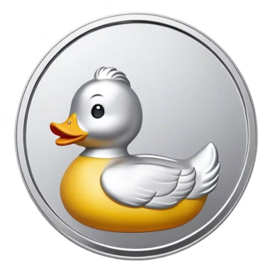 silver coin with a rubber ducky on it, the entire thing is colored silver sticker