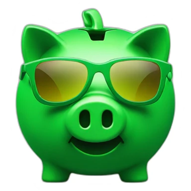 green piggybank with green sunglasses sticker