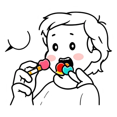 Opening your mouth to eat candy from someone’s hands sticker