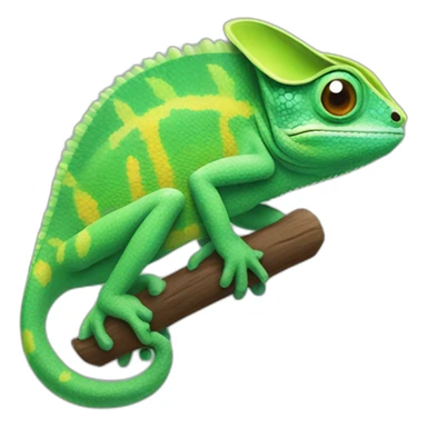 chameleon with a controller sticker