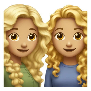 two friends hugging: girl with curly brown hair and girl with wavy long blond hair  sticker