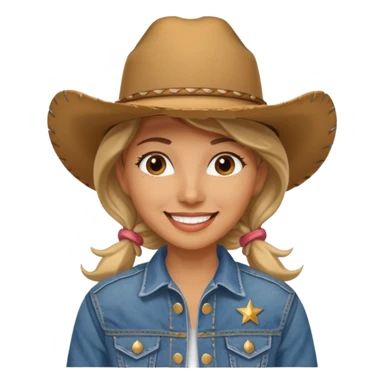 Cowgirl with denim jacket and hat sticker