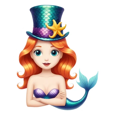 a mermaid with a top hat sticker