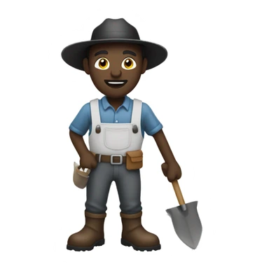 black and white combo colour farmer with tool in hand. sticker