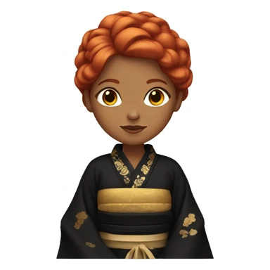 Red hair woman with a black gold kimono sticker