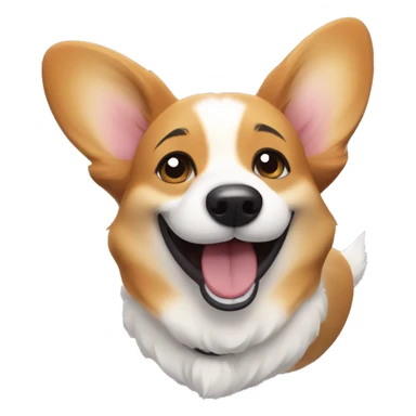 Corgi with a wide smile, sparkling eyes, and tail wagging furiously, radiating pure joy. sticker