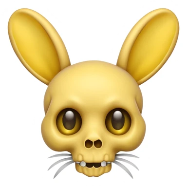 skull and bones yellow with rabbits ears kawai sticker