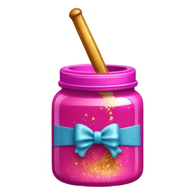 Hot pink jar of dripping honey with glitter and wand  sticker