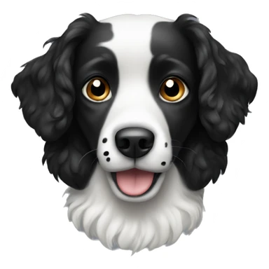 Black and white dog with spots on its nose, wavy fur sticker