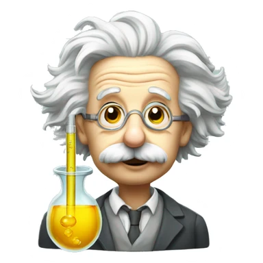 albert einstein with test tube sticker