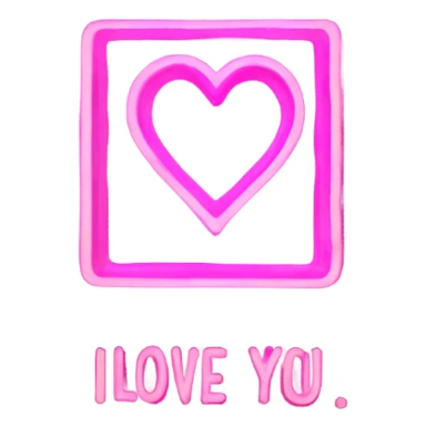 A pink neon sign that says I Love You sticker