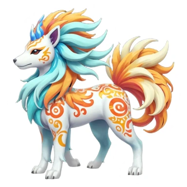 Tropical Tiny Marked Patterned Tribal Colorful Painted Oriental Asian Patterned Tropical Exotic Toxic Suicune-Solgaleo-Rapidash-Arcanine-fusion-hybrid-creature (full body) sticker