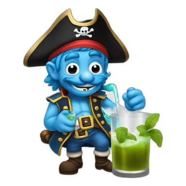 pirate Papa Smurf drinking mojito sticker