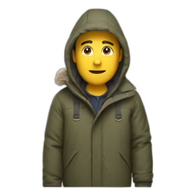 Man in parka beckoning sticker