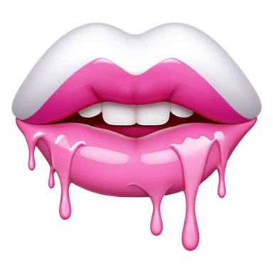Only white paint dripping off small Floating pink glossy lip sticker