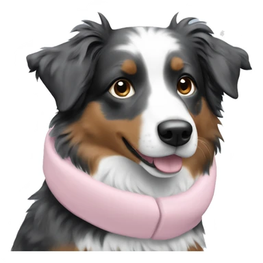 Mini Australian Shepherd with light pink snow gear sticker
