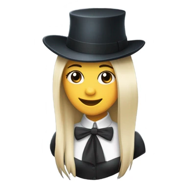 girl with top hat and a shark fin sticker