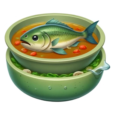 disgusting watery soup, fish head floating sticker