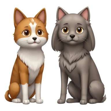 Tall dog small cat looking at each other sticker