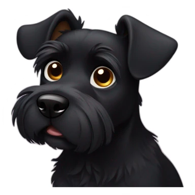 Black furry dog with floppy long ears sticker