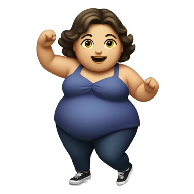 Fat girl dancing, brunette sticker