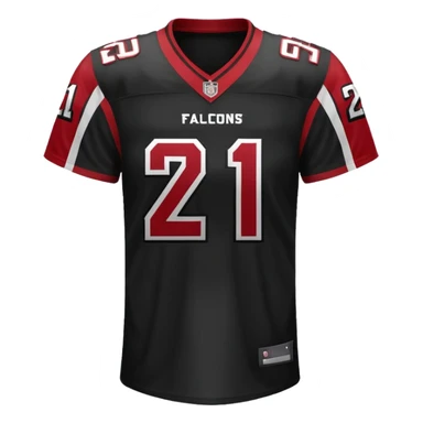 Black Atlanta falcons american football jersey featuring the number 21, ios emoji style sticker